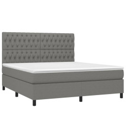 Lit à sommier tapissier avec matelas Gris foncé 180x200cm Tissu