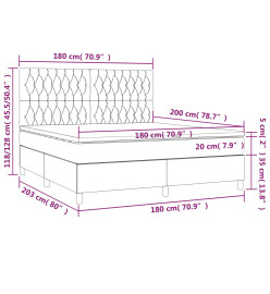 Lit à sommier tapissier avec matelas Gris foncé 180x200cm Tissu