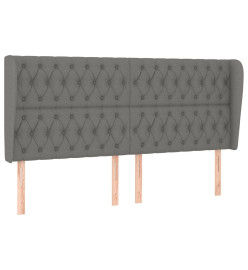 Tête de lit avec oreilles Gris foncé 183x23x118/128 cm Tissu