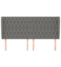 Tête de lit avec oreilles Gris foncé 183x23x118/128 cm Tissu