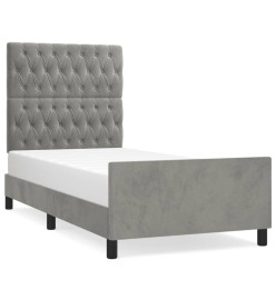 Cadre de lit avec tête de lit Gris clair 90x200 cm Velours