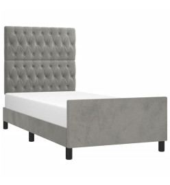 Cadre de lit avec tête de lit Gris clair 90x200 cm Velours
