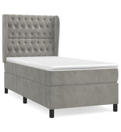 Lit à sommier tapissier et matelas Gris clair 90x200 cm Velours