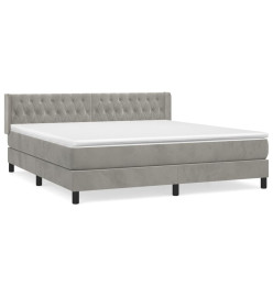 Lit à sommier tapissier et matelas Gris clair 180x200cm Velours