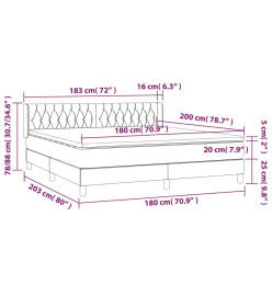 Lit à sommier tapissier et matelas Gris clair 180x200cm Velours