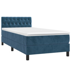 Sommier tapissier et matelas et LED Bleu foncé 90x190cm Velours
