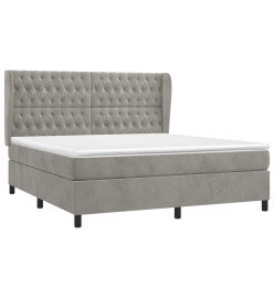 Lit à sommier tapissier et matelas Gris clair 180x200cm Velours