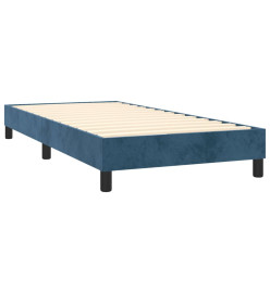 Sommier tapissier et matelas et LED Bleu foncé 90x200cm Velours