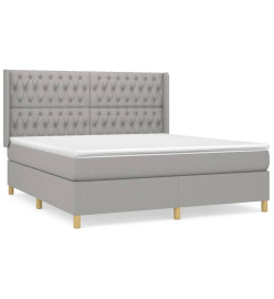 Lit à sommier tapissier avec matelas Gris clair 180x200cm Tissu