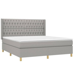 Lit à sommier tapissier avec matelas Gris clair 180x200cm Tissu