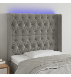 Tête de lit à LED Gris clair 93x16x118/128 cm Velours