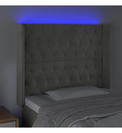 Tête de lit à LED Gris clair 93x16x118/128 cm Velours
