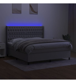 Sommier tapissier et matelas et LED Gris clair 180x200 cm Tissu