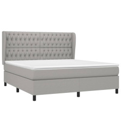 Lit à sommier tapissier avec matelas Gris clair 180x200cm Tissu