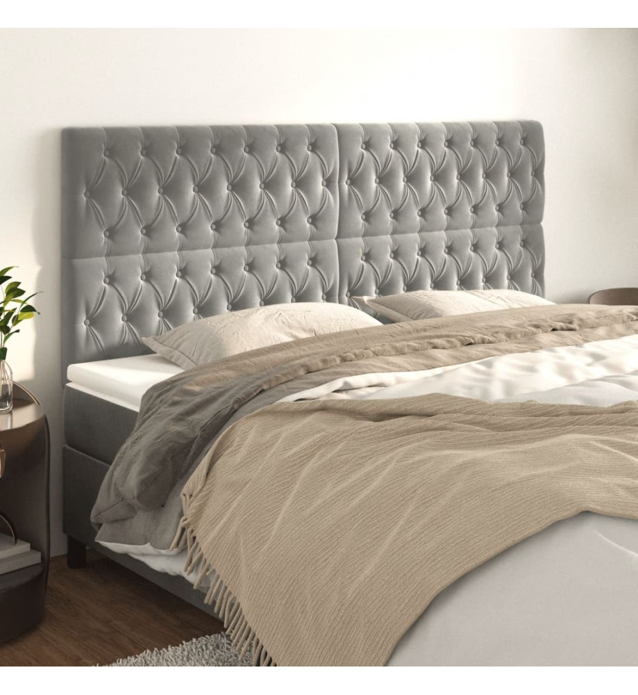 Têtes de lit 4 pcs Gris clair 90x7x78/88 cm Velours Têtes de lit 4 pcs Gris clair 90x7x78/88 cm Velours