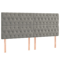 Tête de lit à LED Gris clair 180x7x118/128 cm Velours