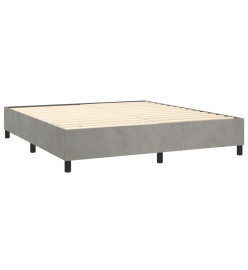 Sommier tapissier matelas et LED Gris clair 180x200 cm Velours