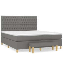Lit à sommier tapissier avec matelas Gris foncé 180x200cm Tissu