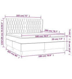 Lit à sommier tapissier avec matelas Noir 180x200 cm Tissu