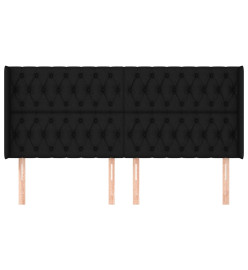 Tête de lit avec oreilles Noir 203x16x118/128 cm Tissu