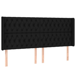 Tête de lit à LED Noir 203x16x118/128 cm Tissu