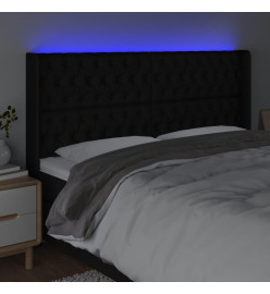 Tête de lit à LED Noir 203x16x118/128 cm Tissu