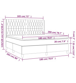 Sommier tapissier avec matelas et LED Taupe 180x200 cm Tissu