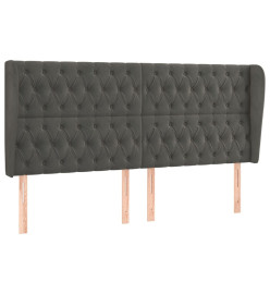 Tête de lit avec oreilles Gris foncé 183x23x118/128 cm Velours