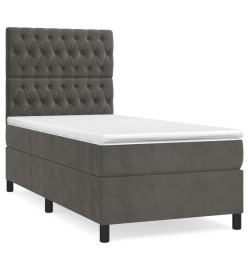Lit à sommier tapissier et matelas Gris foncé 90x200 cm Velours