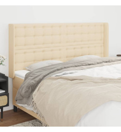 Tête de lit avec oreilles Crème 183x16x118/128 cm Tissu