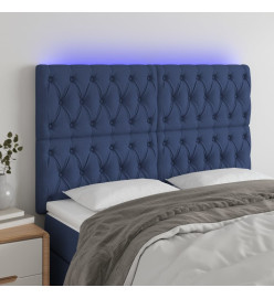 Tête de lit à LED Bleu 160x7x118/128 cm Tissu