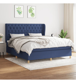 Lit à sommier tapissier avec matelas Bleu 160x200 cm Tissu