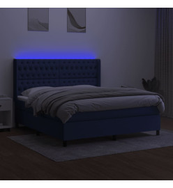 Sommier tapissier avec matelas et LED Bleu 160x200 cm Tissu