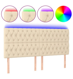 Tête de lit à LED Crème 180x7x118/128 cm Tissu