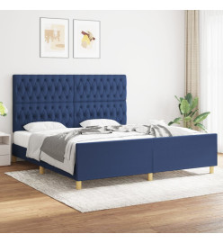 Cadre de lit avec tête de lit Bleu 180 x 200 cm Tissu