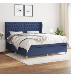 Lit à sommier tapissier avec matelas Bleu 180x200 cm Tissu