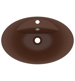 Lavabo ovale à trop-plein Marron foncé mat 58,5x39 cm Céramique