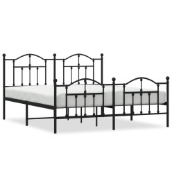 Cadre de lit métal avec tête de lit/pied de lit noir 183x213 cm