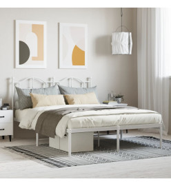 Cadre de lit métal avec tête de lit blanc 140x190 cm