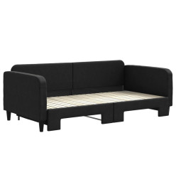Lit de jour avec lit gigogne noir 100x200 cm tissu