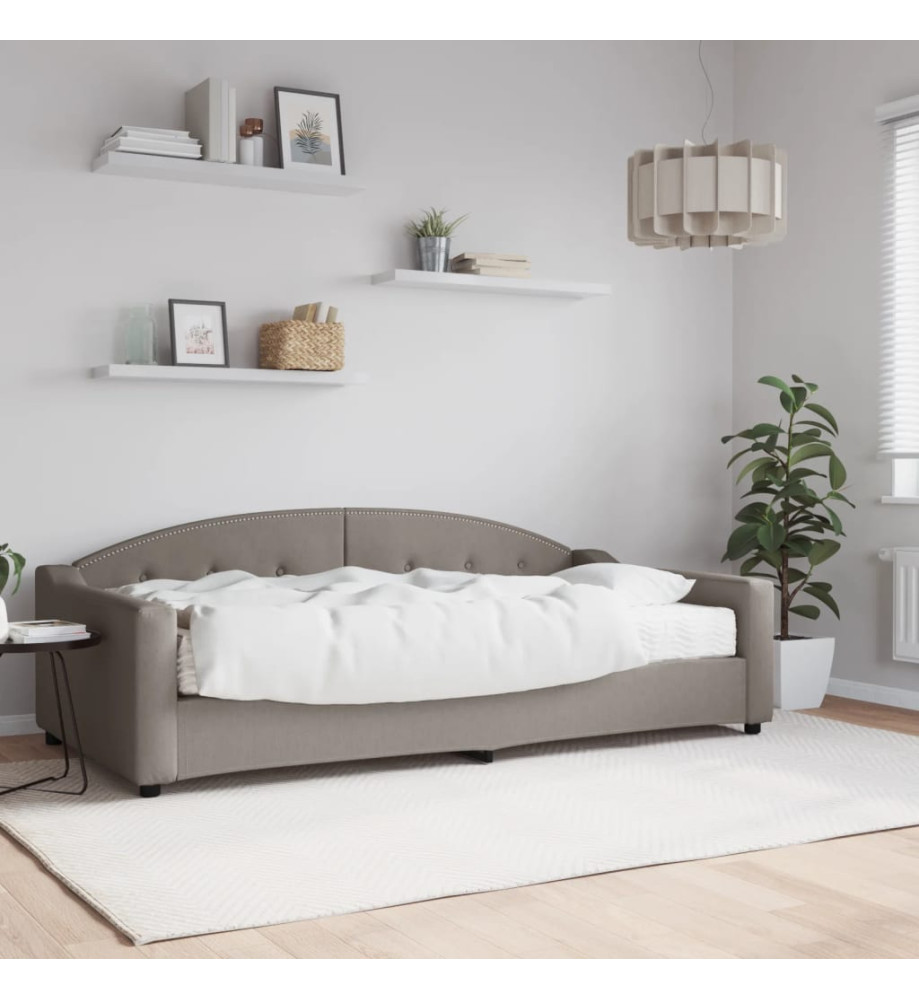 Lit de jour avec matelas taupe 100x200 cm tissu Lit de jour avec matelas taupe 100x200 cm tissu