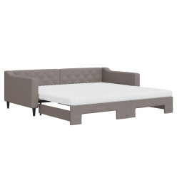 Lit de jour avec gigogne et matelas taupe 100x200 cm tissu