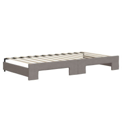 Lit de jour avec gigogne et matelas taupe 100x200 cm tissu