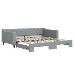 Lit de jour avec lit gigogne gris clair 100x200 cm tissu