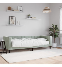 Lit de jour avec matelas gris clair 80x200 cm velours
