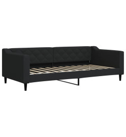 Lit de jour avec gigogne et matelas noir 90x200 cm tissu