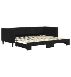 Lit de jour avec lit gigogne noir 90x200 cm velours