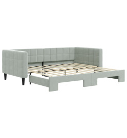 Lit de jour avec lit gigogne gris clair 90x190 cm velours