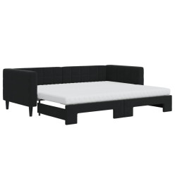 Lit de jour avec gigogne et matelas noir 90x200 cm velours