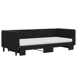 Lit de jour avec gigogne et matelas noir 90x200 cm velours